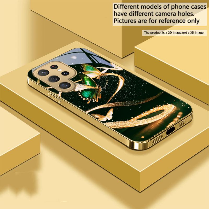Winding golden light For Samsung Galaxy S20 FE S21 S22 S23 Plus S24 Ultra 25Ultra S21+ S9+ S22Plus Golden glass phone case