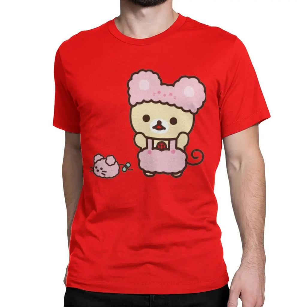 Novelty Rilakkuma Korilakkuma T-Shirts Unisex Wo Unisex Crewneck 100% Cotton T Shirt Short Sleeve Tee Shirt Plus Size Clothing