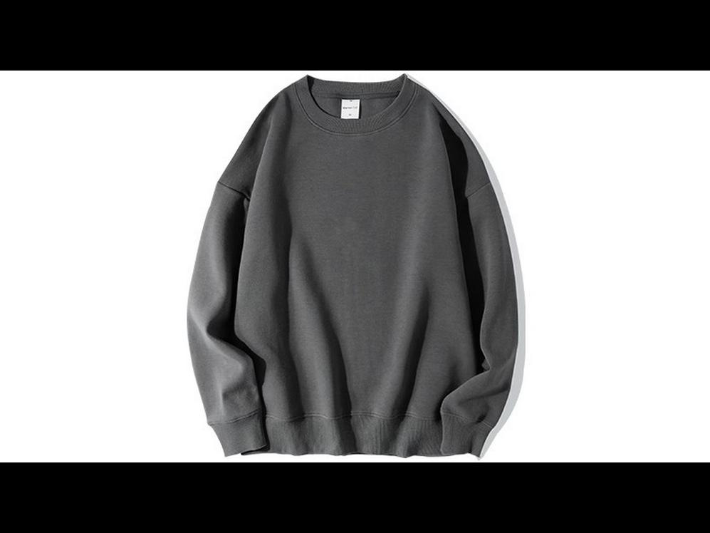 Unisex Heavyweight Cotton Sweatshirt, 300g, Long-Sleeve, Round Neck, Plus Velvet, Solid Color.