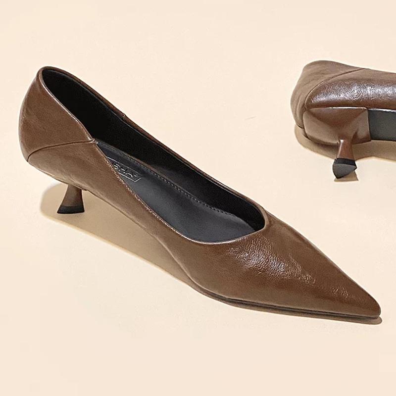 Kitten Heel Bequeme Arbeitsschuhe Damen Neue Damen Spitz zulaufende Zehenpartie Stilettoabsatz Hoher Absatz Einzelne Schuhe Ohne Müdigkeit