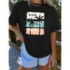 Elegant short-sleeved shirt for women Hawaiian vacation-themed printed round-neck women's shirt T The shirt is suitable for spring and summer