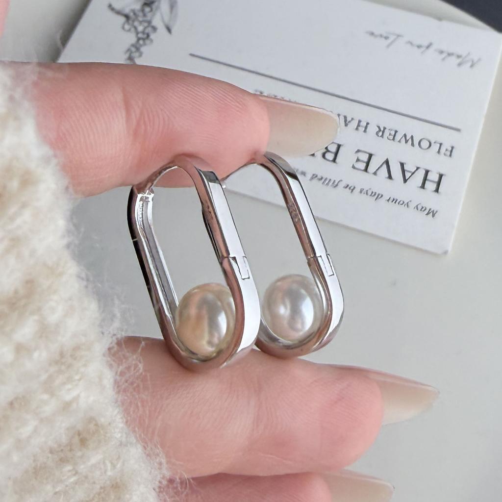 Xiaomi 925 Sterling Silver Earrings For Women Trendy Geometric Pearl Earring Jewelry Prevent Allergy Party Gift Accessories