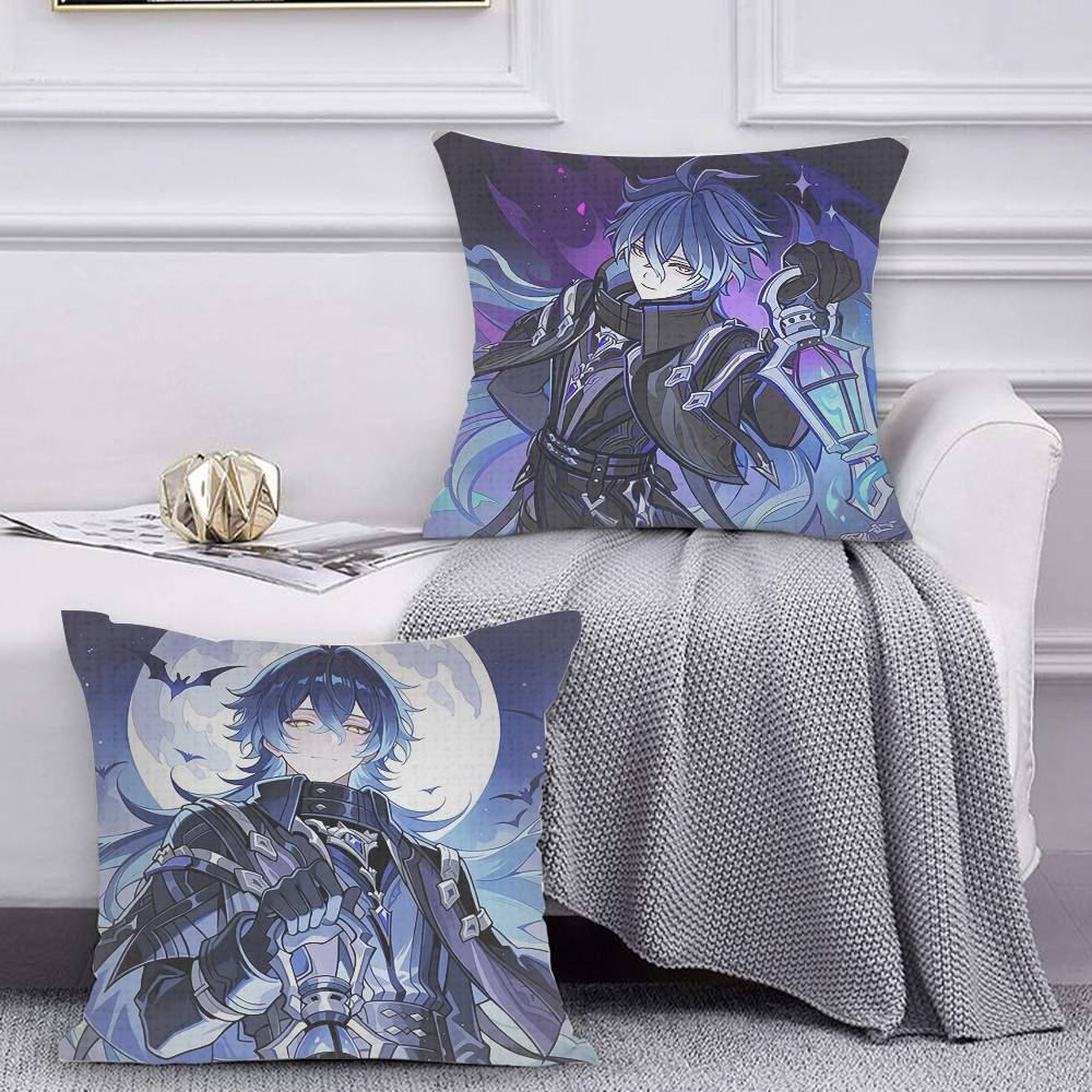 G-Genshin I-Impact F-Flins Pillow Case Pattern Printed Pillowcase For Living Room Sofa Cushion Cover