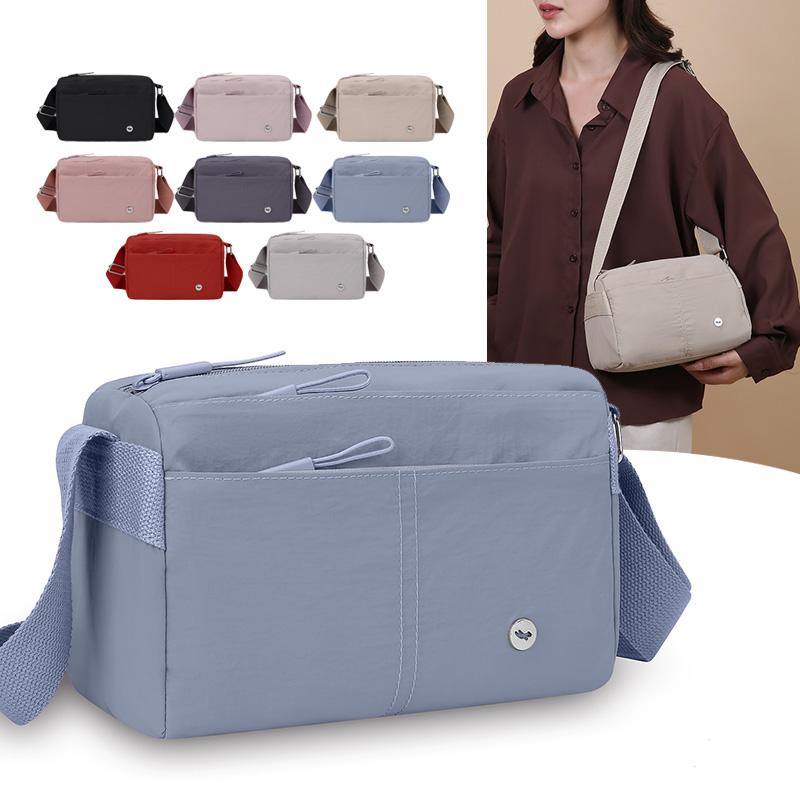 Water-Repellent Multi-Compartment Bag Lightweight Small Square Bag Commuter Women's Shoulder Bag Solid Color Crossbody Bag