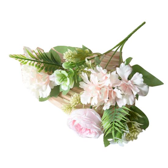 Mixed Artificial Flower Bouquet Faux Silk Rose Hydrangea Flowers with Stem Fake Wedding Bouquet for Bridal Floral Arrangement Home Table Centerpiece