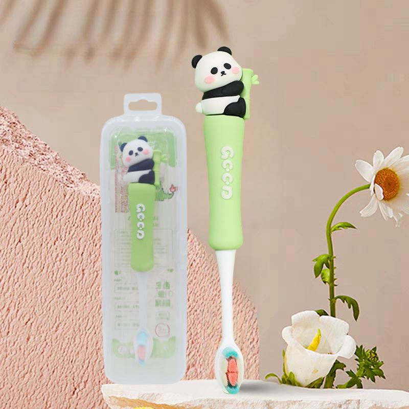 Children's Cartoon Dinosaur Toothbrush, Ages 3-12, with Cute Non-slip Handle & Soft Bristles for Gentle Oral Care