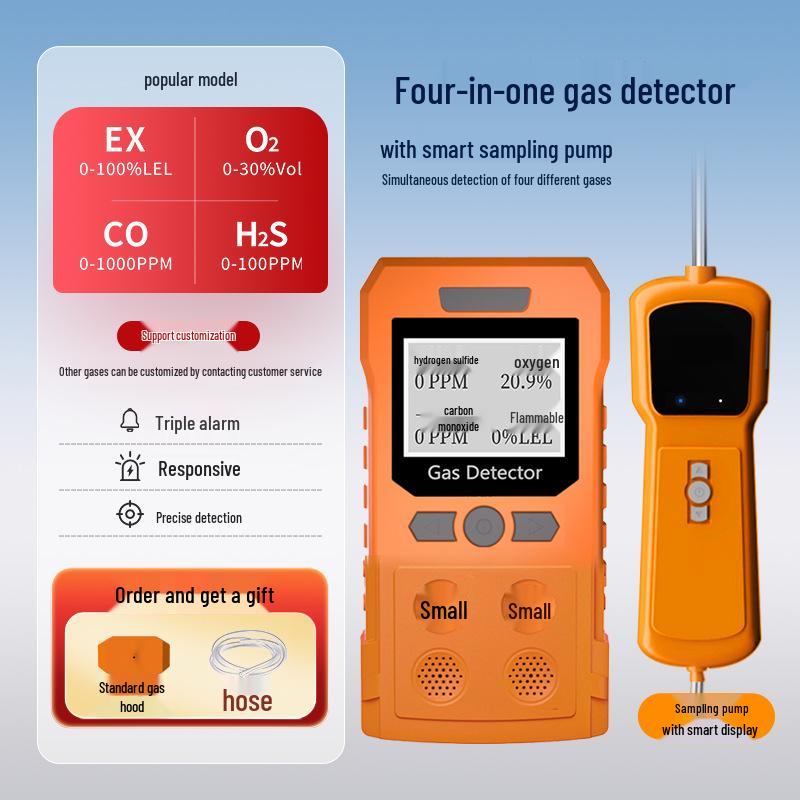 Portable Four-in-One Gas Detector for Confined Spaces (Combustible, Oxygen, Air Monitoring)