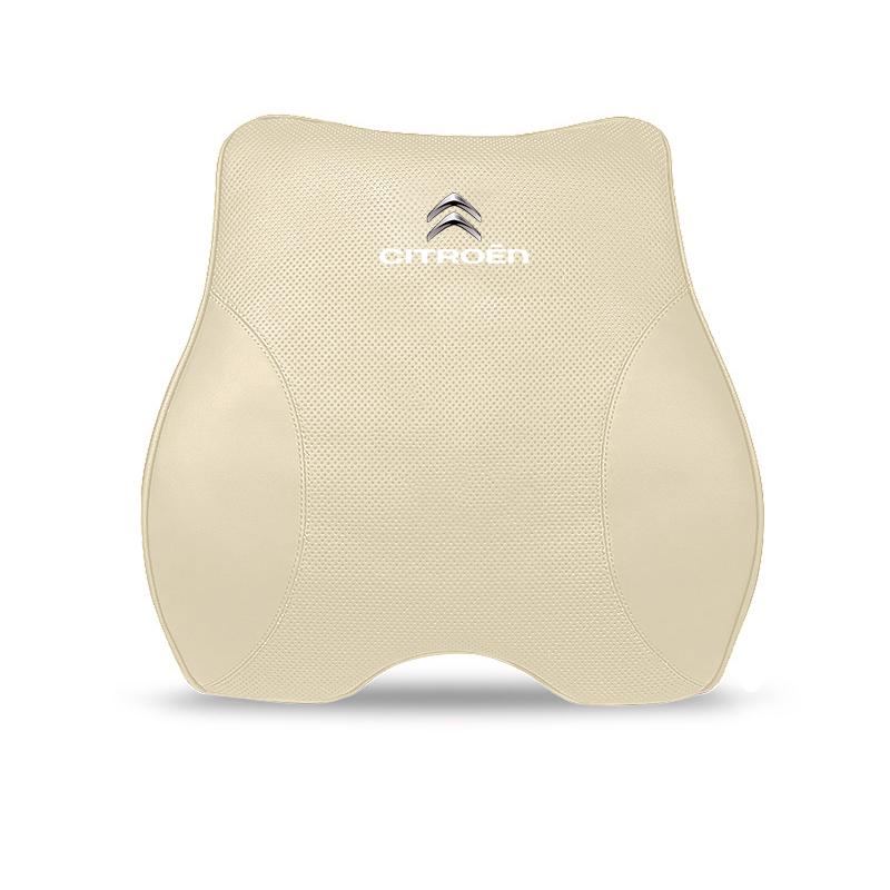 Car Leather Headrest Lumbar Support Neck Pillow Back Cushion For Citroen C5X e-C4 X e-C3 C4 C3 C5 Berlingo C-Elysee Keychain YX3