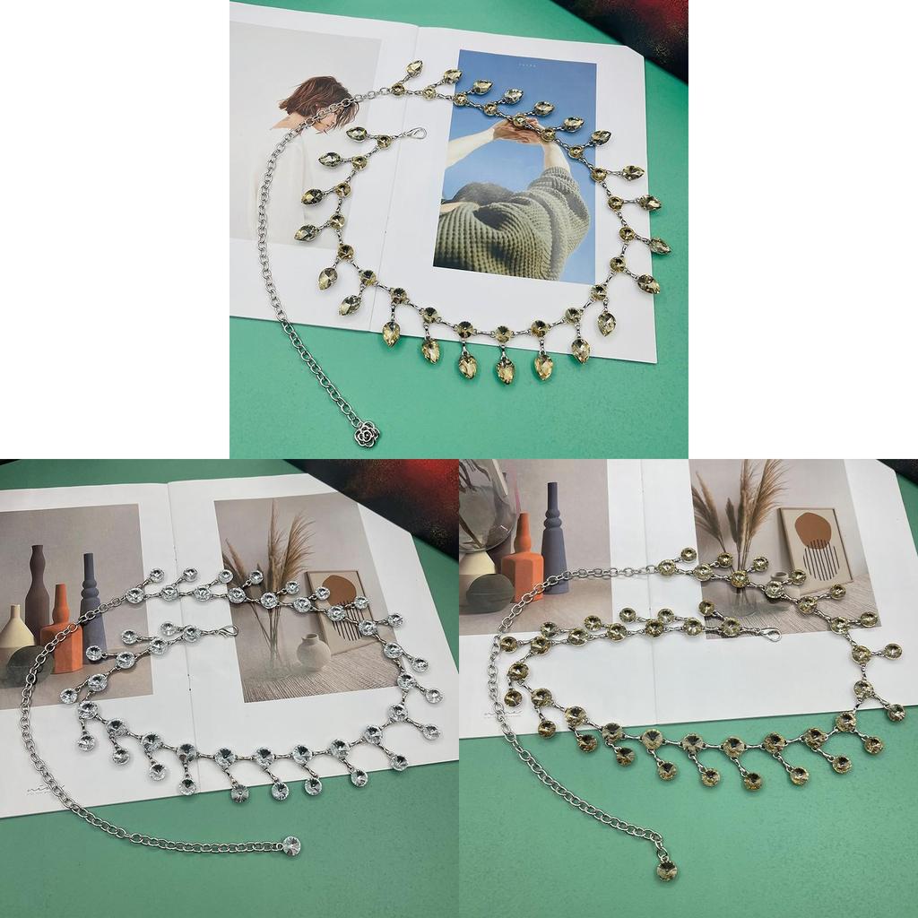 Modern Belly Dance Waist Chain With Water Crystal Dangle For Women