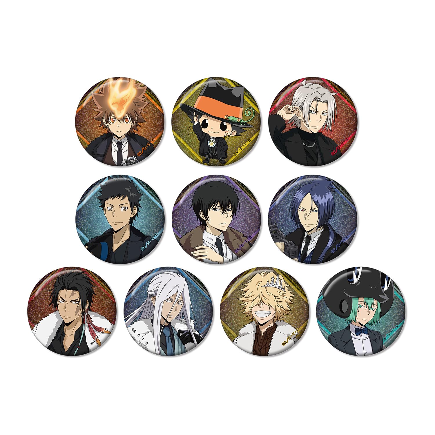 Katekyo Hitman Reborn Оригинальная меховая шуба x Костюм Вер. Торговые голографические значки, Коробка из 10 штук