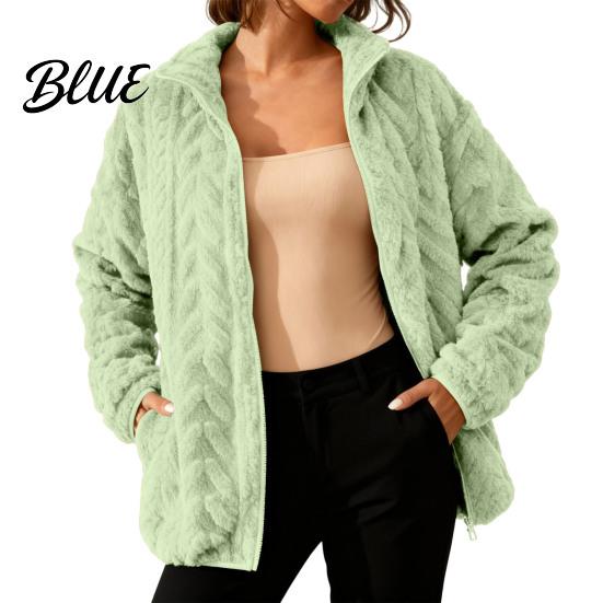 Winter Coat for Women Fleece Jacket Stand Collar Zip Up Sherpa Autumn Fuzzy Long Sleeve Fall Casual Outerwear with Pockets Soft Comfortable