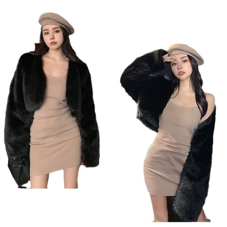 FASHION2024 winter new imitation fox hair young hair coat fur short women's top thickened winter Clothes