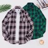 Men's Vintage Plaid Lapel Shirt Jacket - Long-Sleeve Casual Wear for Spring and Autumn