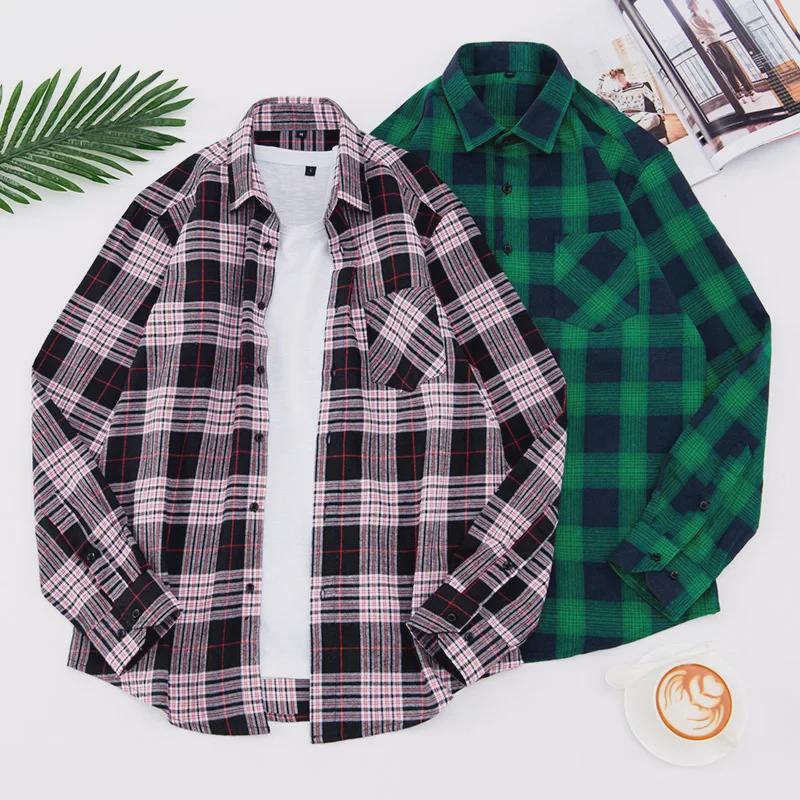 Men's Vintage Plaid Lapel Shirt Jacket - Long-Sleeve Casual Wear for Spring and Autumn