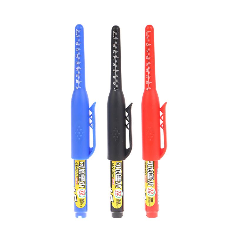 45Mm Deep Hole Marker Pens Long Nib Head Carpenter Pen Black/Blue/Red Ink Waterproof For Measuring Woodworking Hand Tools