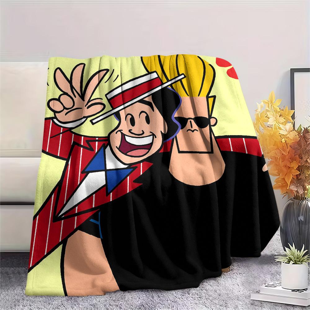 Coperta in Flanella con Stampa di Johnny Bravo, Alta qualità, Confortevole per Tutte le Stagioni, Arredamento per la Casa, Calore e Comfort
