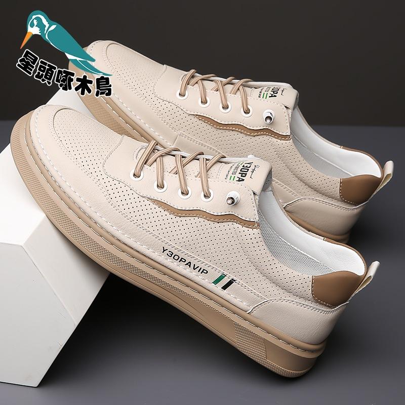 

New men s shoes summer breathable hollow hole shoes youth white shoes casual board shoes 44