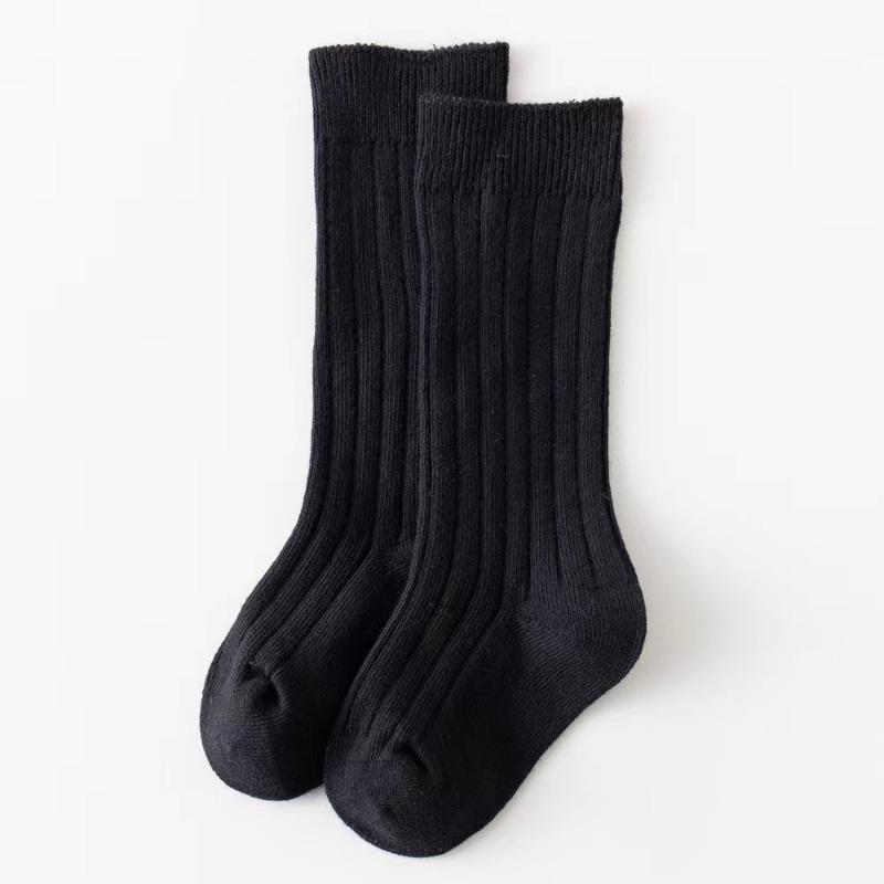 Lässige einfarbige Baby Jungen Mädchen Kniehohe lange Socken Baumwolle Atmungsaktiv Streifen Weiche Kindersocken Kinder Schulsocken