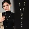 New Baroque Brushed Pearl Long Necklace for Women Y-shape Sweater Chain Collares Para Mujer