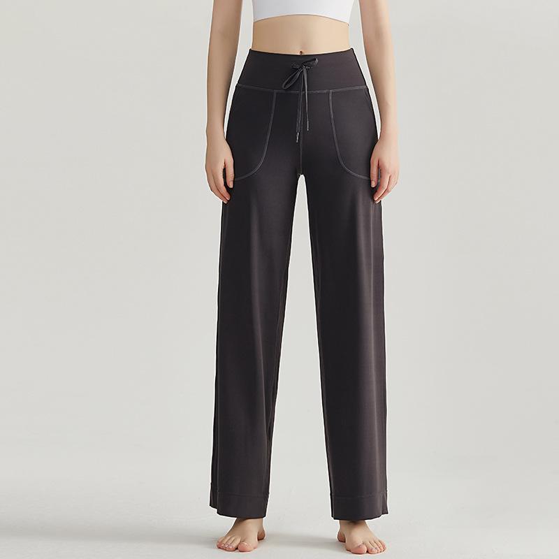 Weiman Fitness Sports Wide Leg Pants Women's High Waist Skinny Pendant Casual Side Pocket Loose Yoga Pants