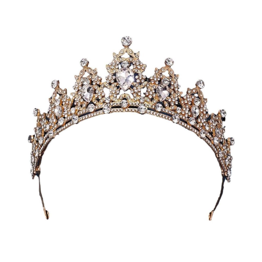 The Bride's Baroque Crown Alloy Water Brick High End Luxurious Silver Crown Wedding Dress Headwear Birthday Crown