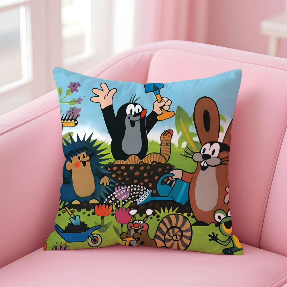 Süßer Cartoon Der kleine Maulwurf Animation Kissenbezug Kissenhülle Kurzer Plüsch Versteckter Reißverschluss Raum Sofa Kissenbezug