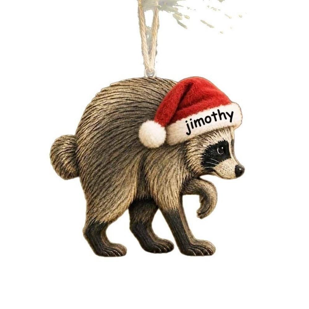 Cute Christmas Tree Pendant 2D Christmas Raccoon Ornament NEW Jimothy Raccoon Ornament Party Decor