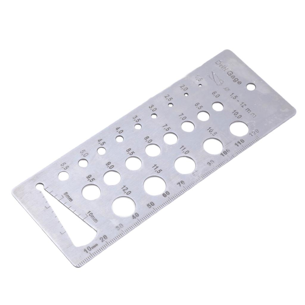 Drill Gauges 1.5-12mm Stainless Metric Bit Gauge for Accurate Measurement Equivalent Bolts And Wire Diameter Index Gauge