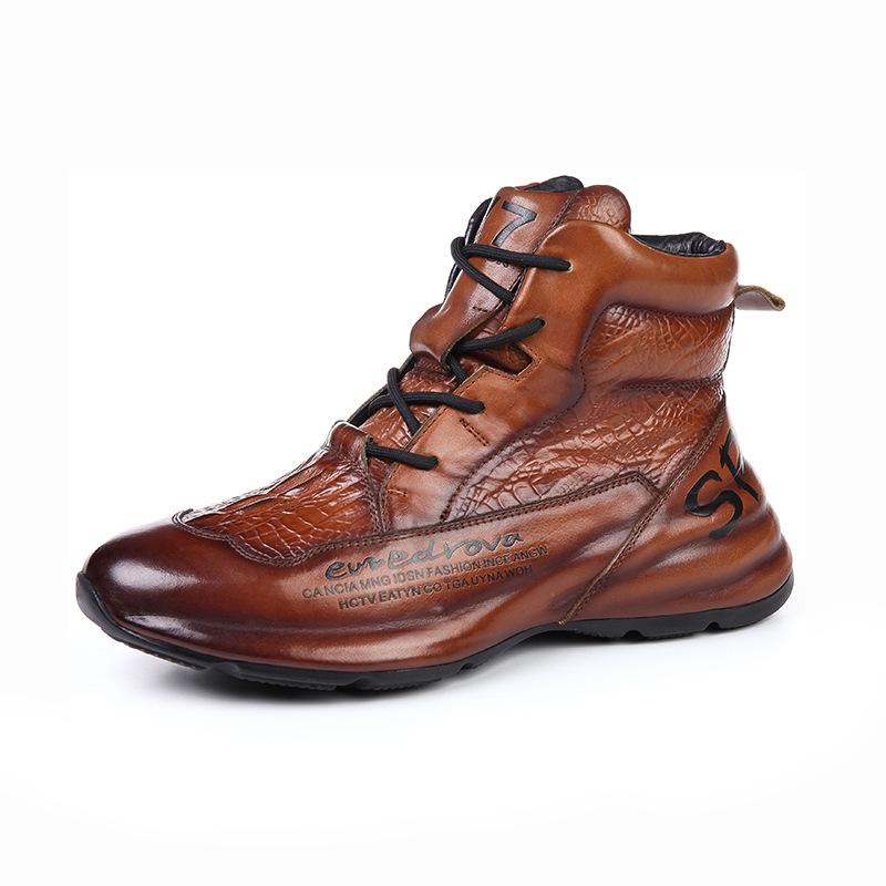 2021 European Autumn/Winter Trendy Men's Cowhide Platform Dad Shoes