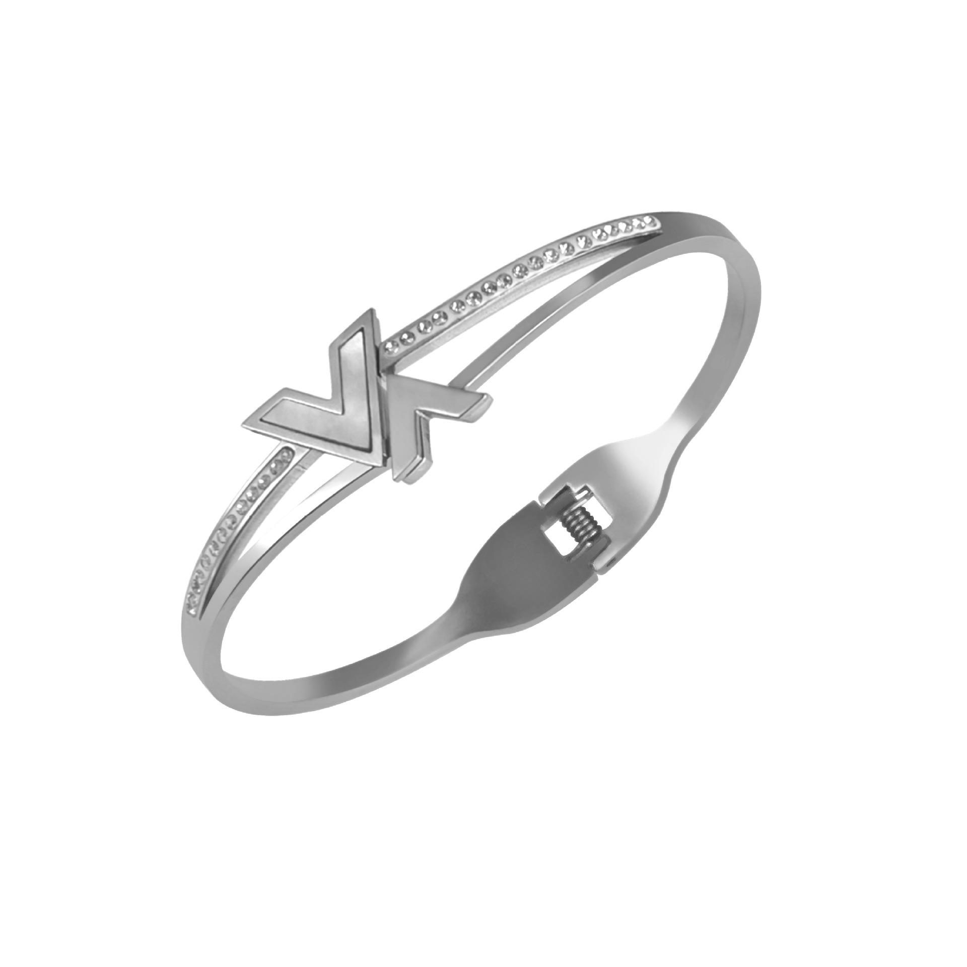 

Модный и роскошный браслет из титановой стали с двойной буквой V и бриллиантами Fritillaria