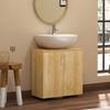 Suspended Under-Sink Bathroom Cabinet with 2 Doors and 2 Shelves in Wood, Natural Color