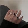 iF ME Personalisiertes Ring-Set mit schwarzen Kristallen, Herzen, All-in-One-Ring für Damen, Accessoires, Schmuck