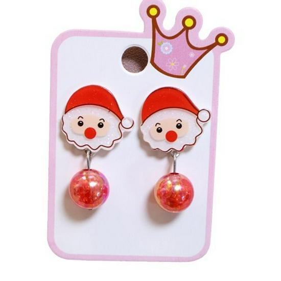 Cartoon Resin Glossy Children's Christmas Flower Ear Clips and Student Earrings