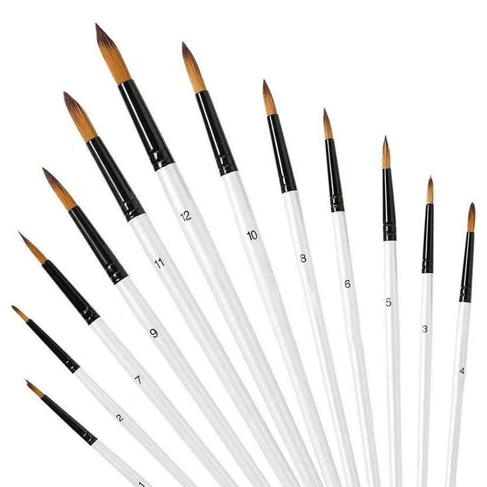 12Pcs Round Filbert Paint Brushes Set Artist Brush for Acrylic Oil Watercolor Gouache Artist Synthetic Nylon