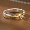 Artistic Two-tone Bezel-set Synthetic Gemstone Ring Copper Material Women Ring For Commute And Date