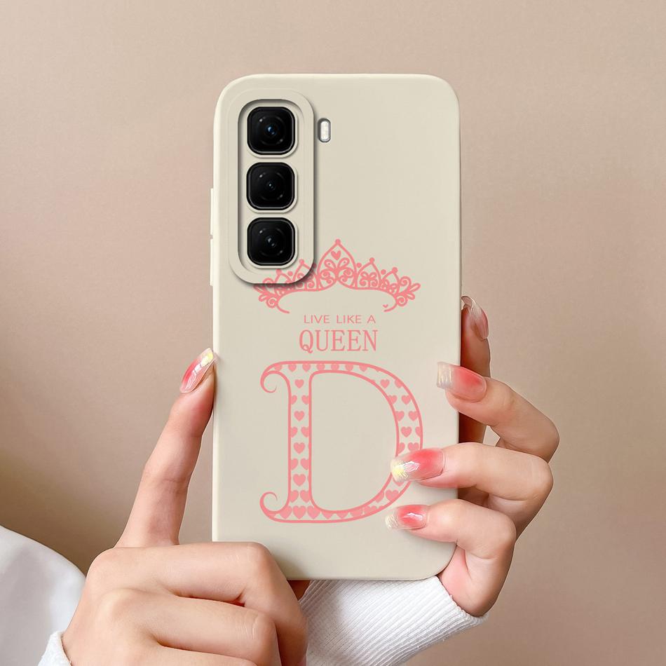 For Infinix Hot 50 Pro Plus Case Couple A-Z Letter Upgrade Camera Protection Soft Liquid Silicone Back Cover For Hot50 4G 5G