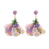 Exaggerated Beach Earrings Tassel Petals Stud Earrings Trendy Flower Dangle Earrings  Vacation