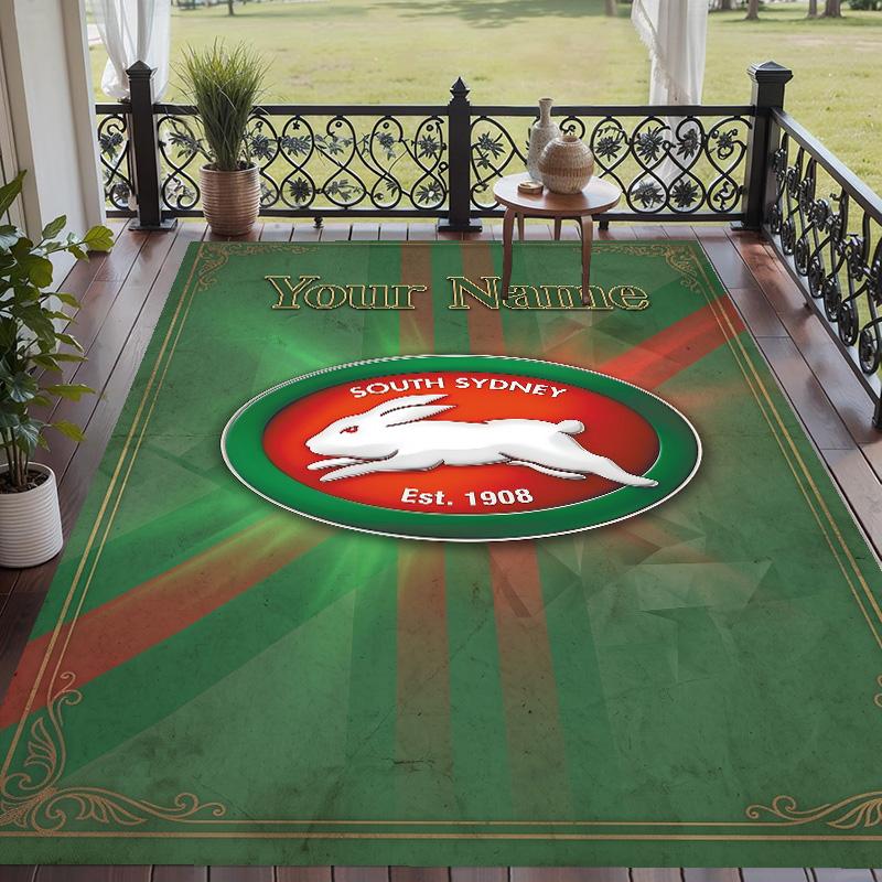 Custom Text Printed Rug South Sydney Rabbitohs Non Slip Floor Carpet For Home Room Decor
