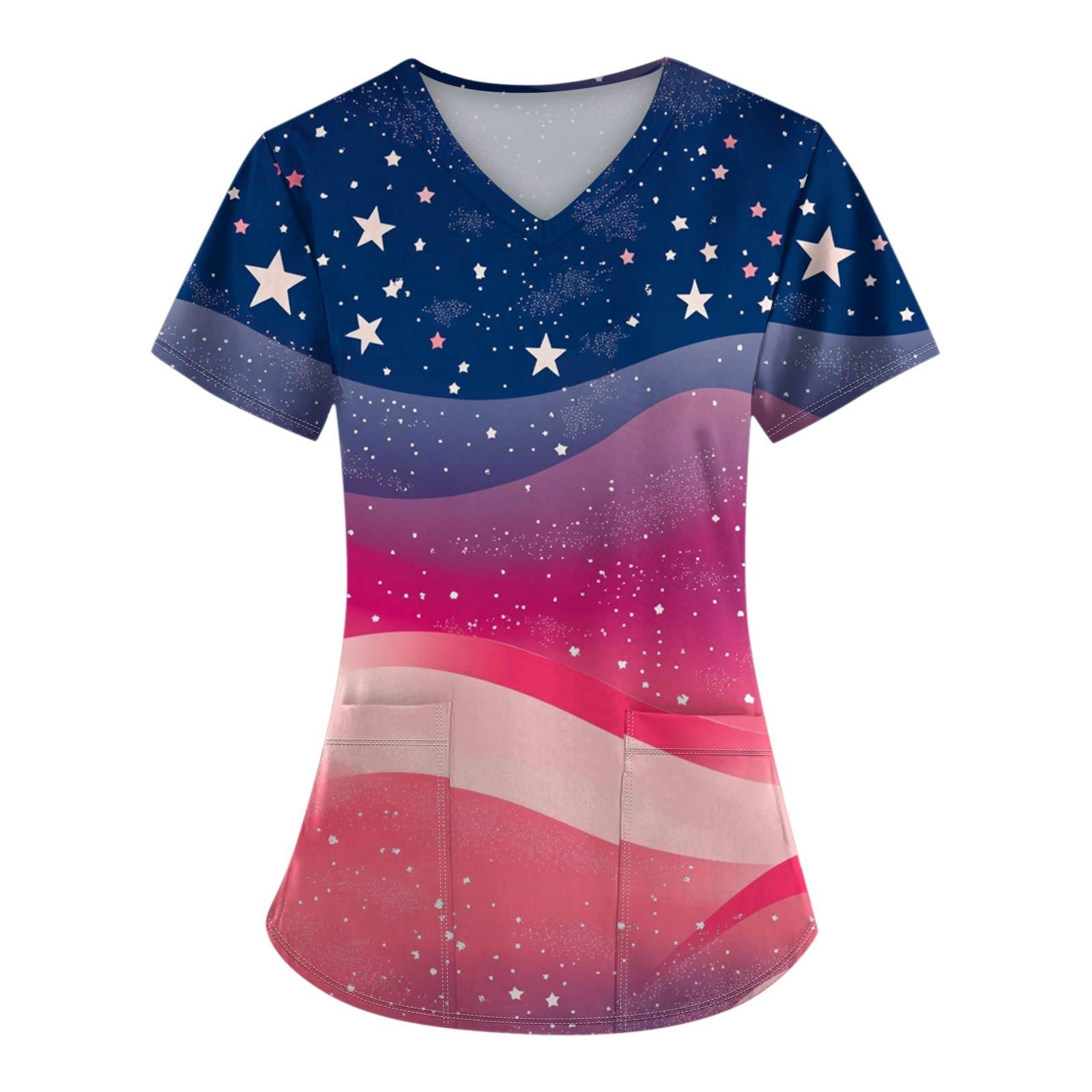 

Жіночі модні комбінезони з V-подібним вирізом та коротким рукавом, з кишенями, топи з принтом до Дня Незалежності, одяг XL