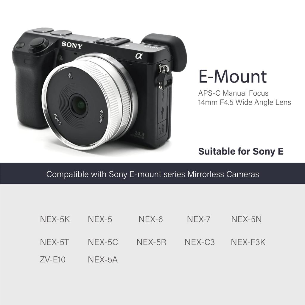 AstrHori 14mm Prime Rock Star f/4.5 Lens, E-Mount, Silver, [2-Year Warranty]