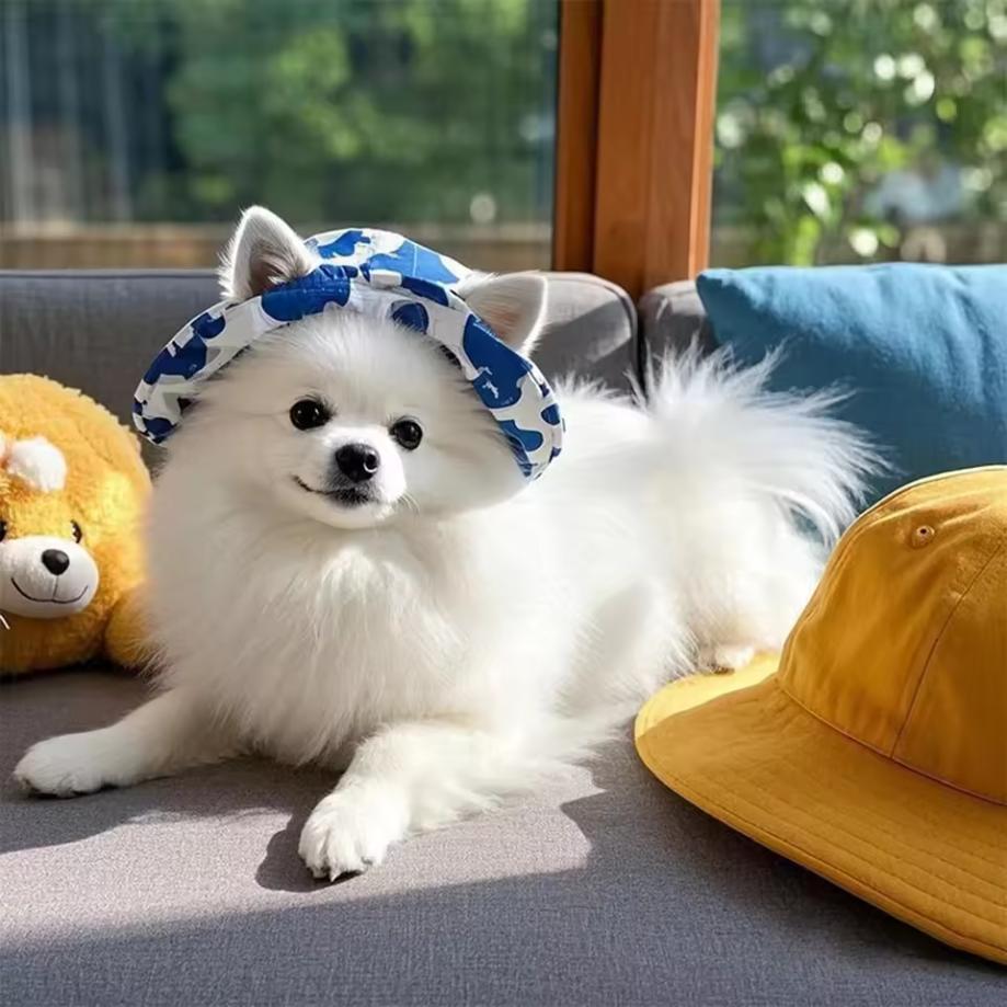 G62 Adjustable Pet Sun Hat with Chin Strap for Small Medium Dogs Cats Outdoor Travel Accessory Gift for Pet Owners
