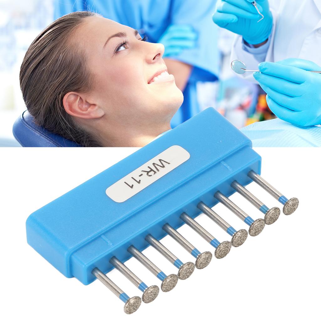 10pcs WR 11 Dental Burrs Set Stainless Steel High Speed Handpiece Polishing Burrs Accessory