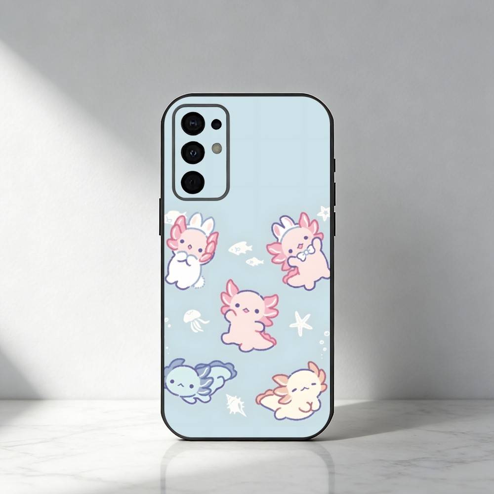 

Чехол для телефона с аксолотлем Юра Инахо для Samsung S25, S24, S21, S22, S23, S30, Ultra, S20, Plus, Fe, Note, 5G Черный чехол Samsung S24fe