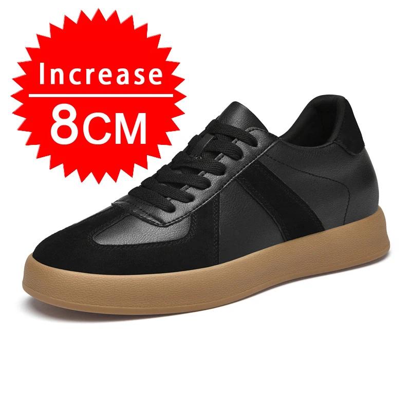 Men Women Genuine Leather Casual Elevator Shoes Leisure Sneakers Sports Zapatos Mujer Men's Height Increasing Shoes Tennis Shoes