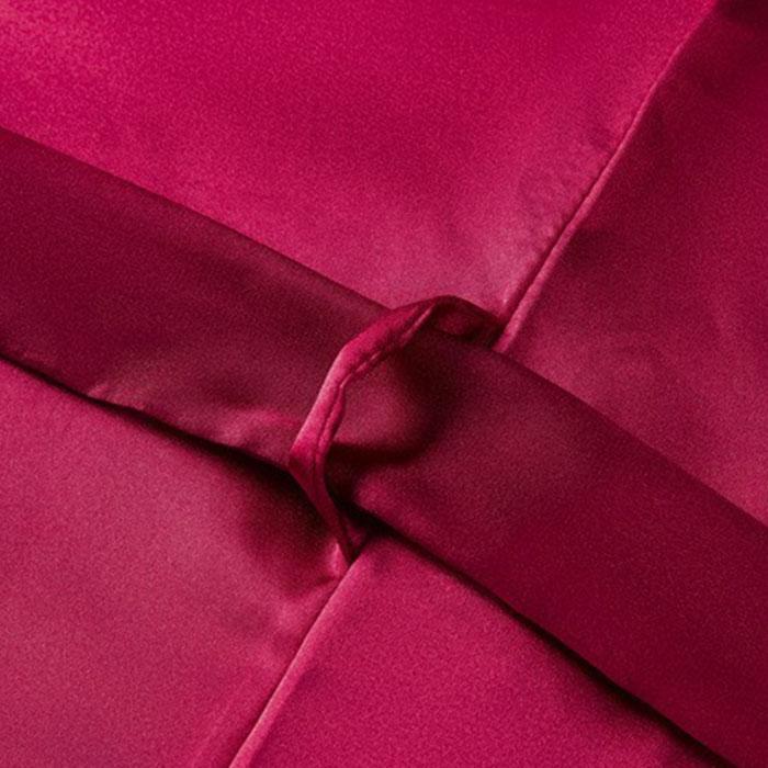 Women's Silk Bathrobe - Long Sleeve V-Neck Solid Color Loungewear House Robe