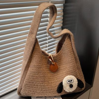 Plush Bag Women's Large-capacity Winter New Cute Leisure Relaxation Commuter Bag Wool Knitted Bag Tide