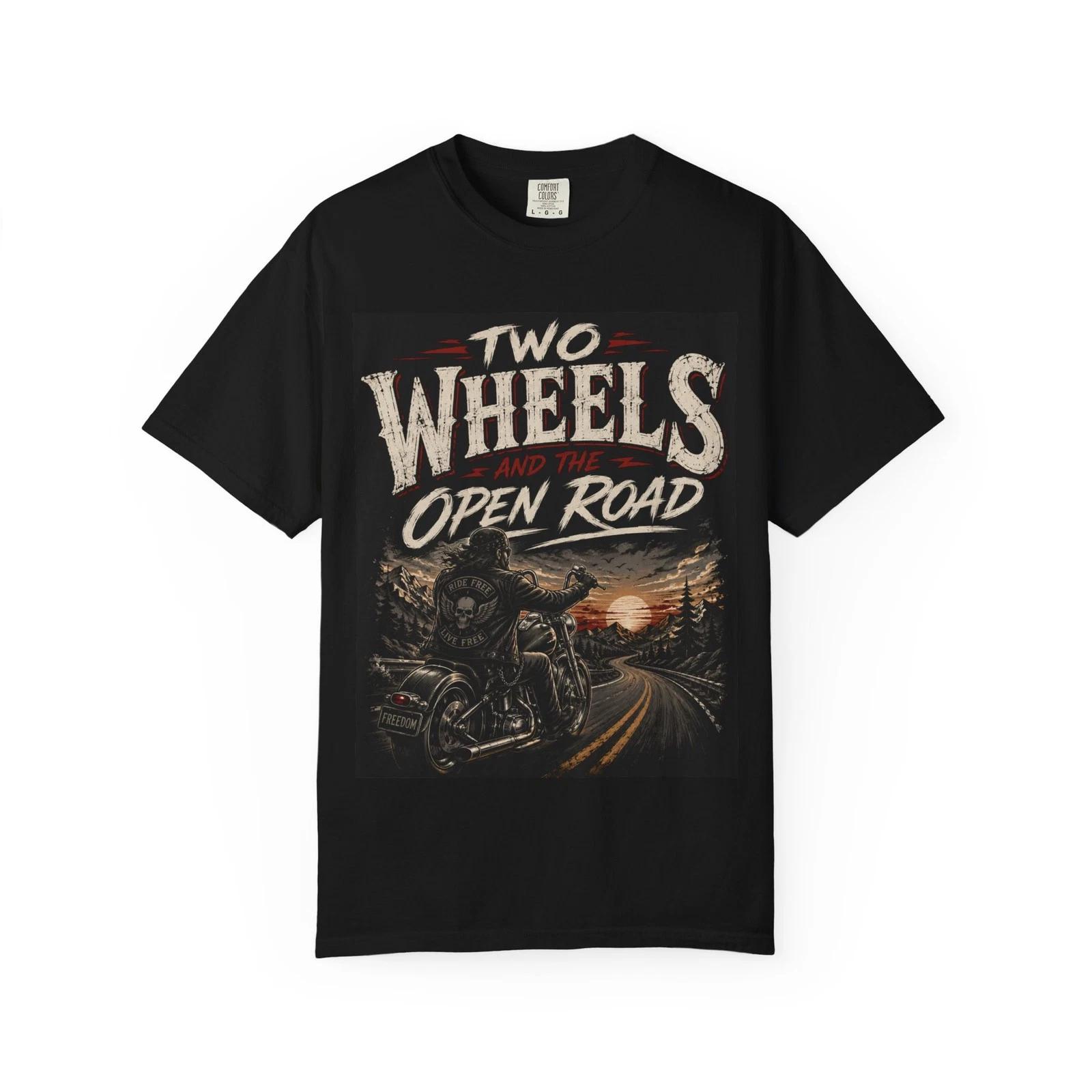 Two Wheels and the Open Road T-shirt | Motorcycle Sunset Ride XXL