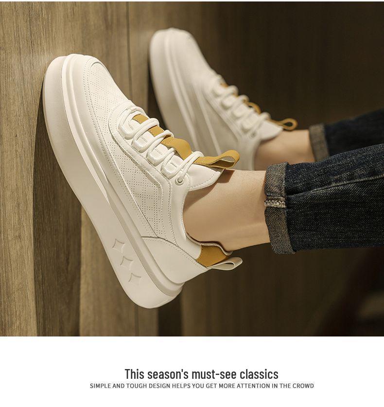 Men's 2025 Summer Breathable Casual White Sneakers - Non-slip, Thick Sole, Versatile Sports Shoes