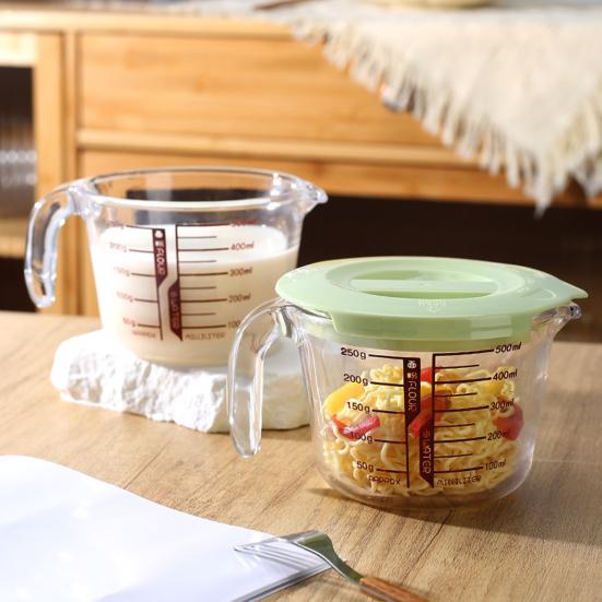 Glass Measuring Cup 500/1000ml Heat-Resistant Measuring Jug with Spout & Markings Kitchen Measuring Tools