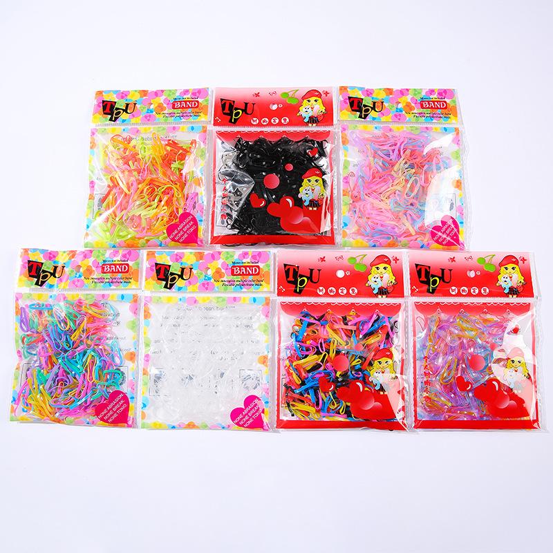 Small Rubber Bands Female Hair Disposable Rubber Band Bag Color High Elastic Hair Ring Does Not Hurt Children'S Head Rope
